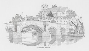Aylesford Bridge (litografi) af English School