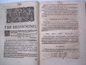 BT3.206.24 Sider fra Grundarbejdet, eller grundlaget lagt, (eller således beregnet) til udformningen af et nyt perfekt sprog: og en universel eller almindelig skrift af Francis Lodowyck, udgivet i London, 1652 af English School