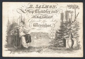 B Laks, skibshandler og måltidsmand, handelskort af English School