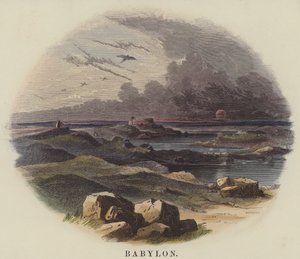 Babylon (farvet gravering) af English School