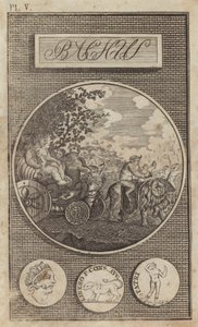 Bacchus, gammel romersk vingud (gravering) af English School