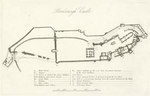 Bamborough Castle (gravering) af English School