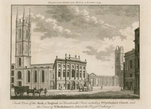 Bank of England, East Wing tilføjet af Sir Robert Taylor, 1765 af English School
