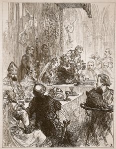 Banket ved ægteskabet mellem Henry og Eleanor af Provence, illustration fra Cassells Illustrated History of England (sepia foto) af English School