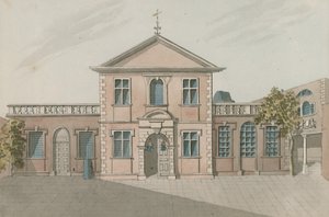 Barber Surgeons Hall, Monkwell Street, London (wc på papir) af English School