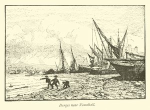 Barges near Vauxhall  af English School