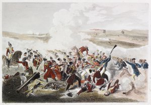 Battle Of Eupatoria (farvet gravering) af English School