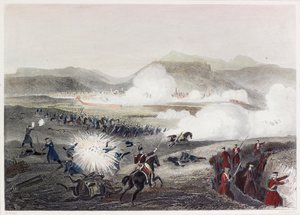 Battle Of Kars (farvet gravering) af English School
