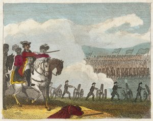 Slaget ved Culloden (koloreret stik) af English School