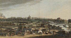 Slaget ved Leipzig, 16.-19. oktober 1813, fra En illustreret optegnelse over vigtige begivenheder i Europas annaler i årene 1812, 1813, 1814 & 1815, 1815 (farveakvatint) af English School