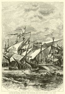 Slaget ved Sluys, mellem den engelske og franske flåde, 1340 e.Kr af English School