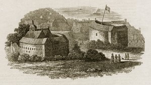 Bear Garden and Globe Theatre, Southwark, London, ca. 1600 (gravering) af English School
