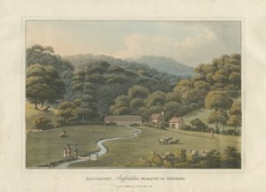 Beaudesert Park: farvet akvatintegravering, 1816 af English School