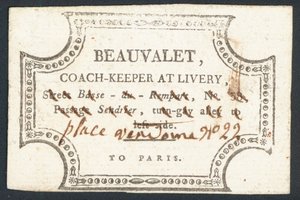 Beauvalet, coach-keeper ved livry, trade card af English School