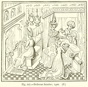 Soveværelse interiør; 1400 af English School