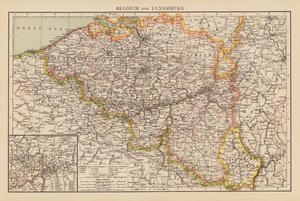 Belgien og Luxembourg (farvelitografi) af English School