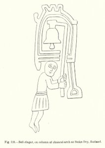 Klokker, på søjle af korbue ved Stoke Dry, Rutland (gravering) af English School
