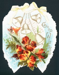 Klokker og blomster på hestesko, kort af English School