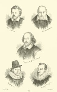 Ben Jonson, George Buchanan, William Shakespeare, Lord Bacon, Edmund Spenser af English School