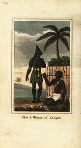 Bijogos mand og kvinde fra Cazegut (Bissagos Islands, Guinea Bissau, Vestafrika) af English School