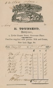 Bill fra H Townsend, Dairyman af English School