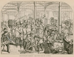 Billingsgate-Markt, der Fisch wird versteigert von English School