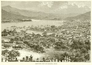 Fugleperspektiv af Nagasaki, Japan af English School