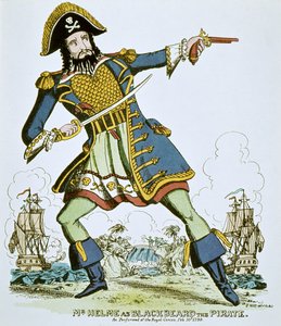 Piraten Blackbeard (farvet indgravering) af English School