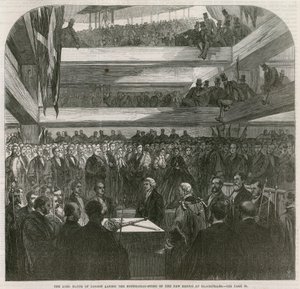 Blackfriars Bridge. Ceremoni for nedlægning af grundstenen, 20. juli 1865 af English School