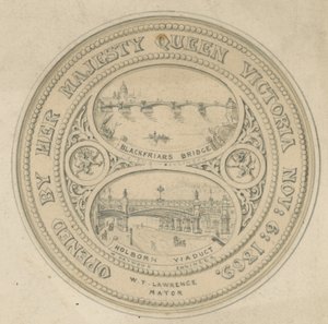 Blackfriars Bridge og Holborn Viaduct af English School
