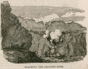 Sprængning af granitklippen, Rubislaw, Aberdeen af English School