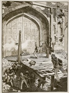 At sprænge Cashmere-porten i Delhi, illustration fra Cassells Illustrated History of England (sepia-foto) af English School