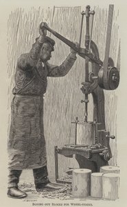 Udboring af blokke til hjulstokke af English School