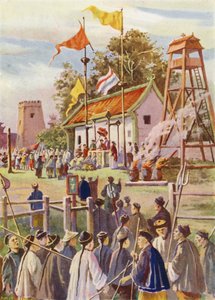 Boxer melden sich an einem Militärposten, China