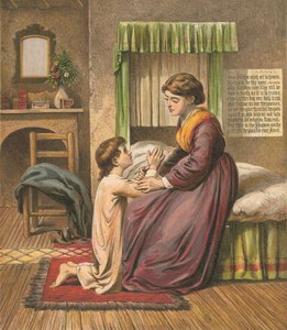 Dreng beder med sin mor af English School