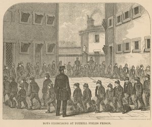 Drenge træner i Tothill Fields Prison af English School