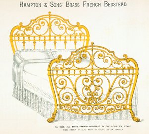 Fransk sengestel af messing fra Hampton and Sons Møbelkatalog, 1902