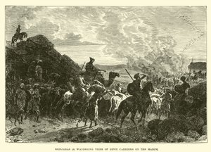 Brinjaras (ein wandernder Stamm von Zigeunerträgern) auf dem Marsch von English School