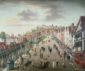 Bristol Docks and Quay, ca. 1760 (olie på lærred) af English School