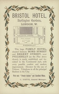 Bristol Hotel (gravering) af English School