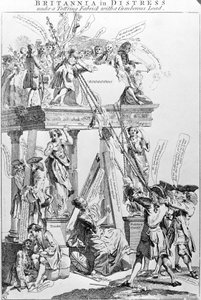 Britannia i nød under en Tottring Fabrick med en besværlig last, omkring 1756 af English School
