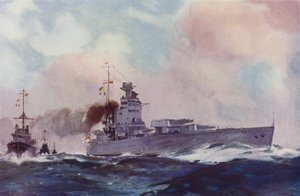 Britisk Nelson klasse slagskib (farve litho) af English School