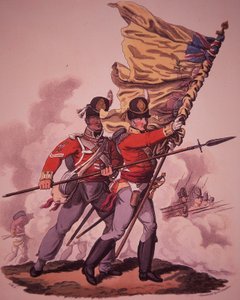 Britiske soldater (farve litho) af English School