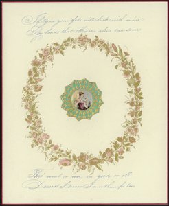 Britisk Valentine-kort med et billede af en kvinde af English School