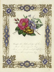 Britisk valentinskort med et billede af blomster af English School