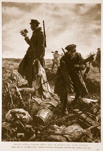 Britiske soldater rydder affald efter en fremrykning ind i fjendens territorium, 1914-19 af English School