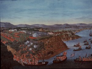 Briterne tager Quebec i Canada fra fransk i 1759 af English School