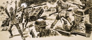 Britiske tropper angriber stillingen af Rommels Afrika Korps af English School