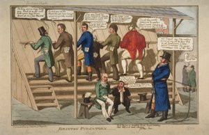 Brixton Purgatory, 1822 (håndfarvet radering) af English School