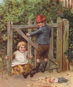 Ødelagt port (chromolitho) af English School